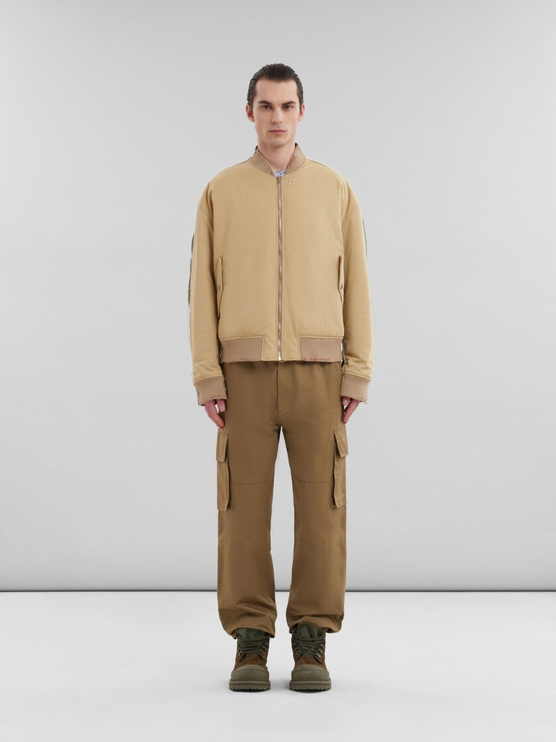 Marni BEIGE TWILL BOMBER JACKET WITH CONTRAST BACK outlook