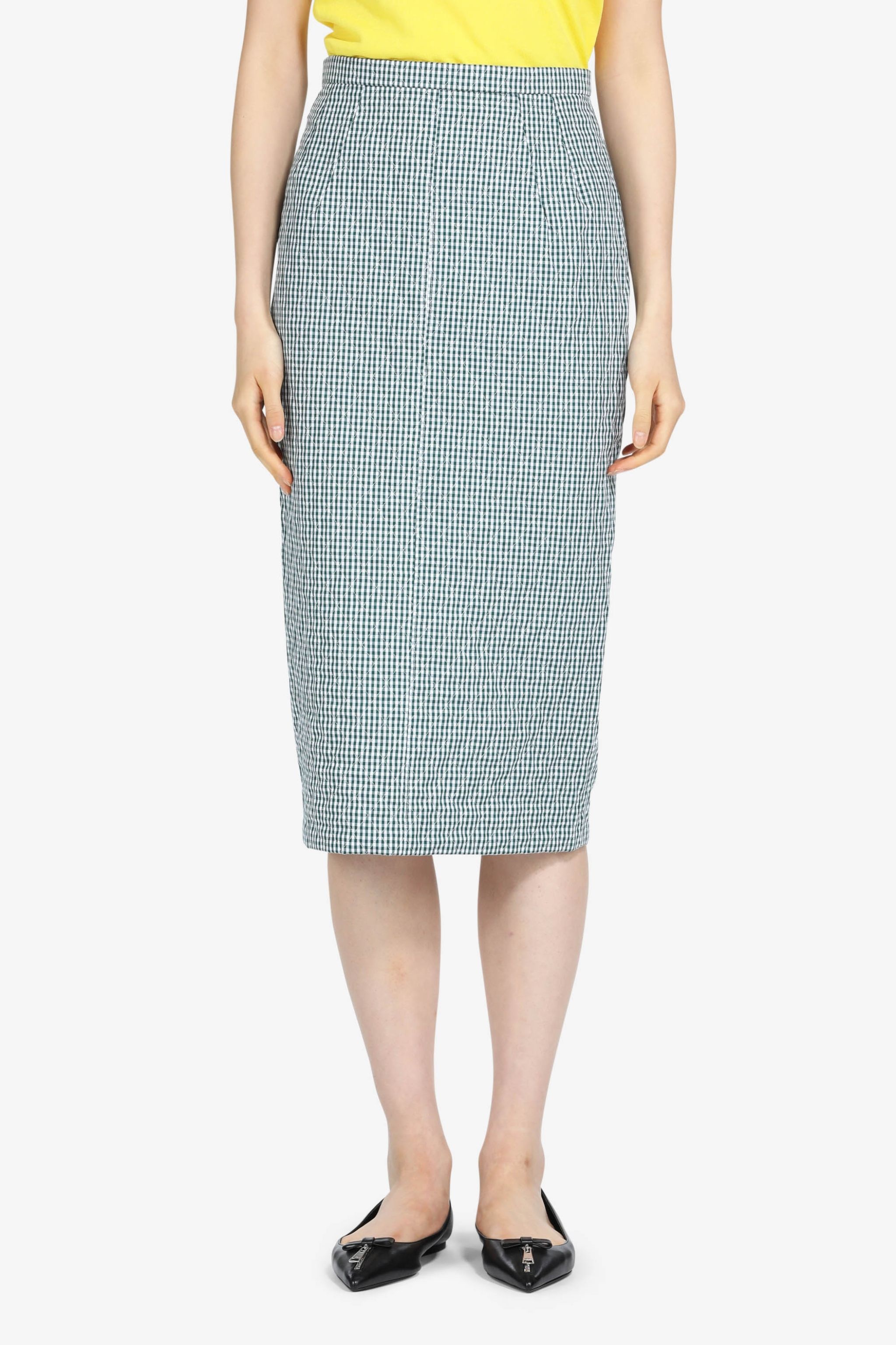 GINGHAM PRINT MIDI SKIRT - 1