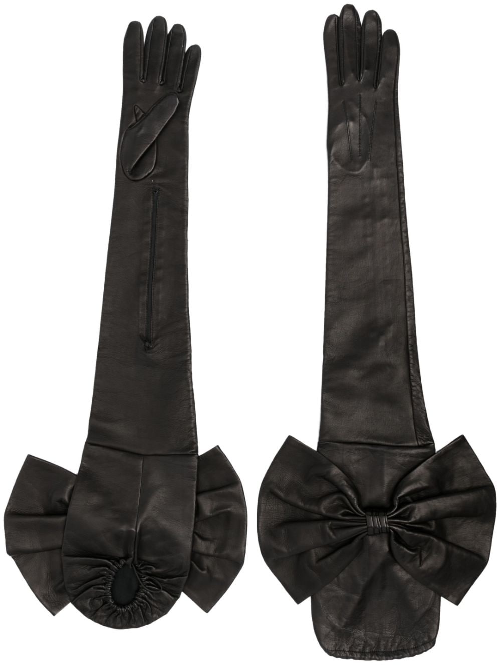 bow-detail leather gloves - 1