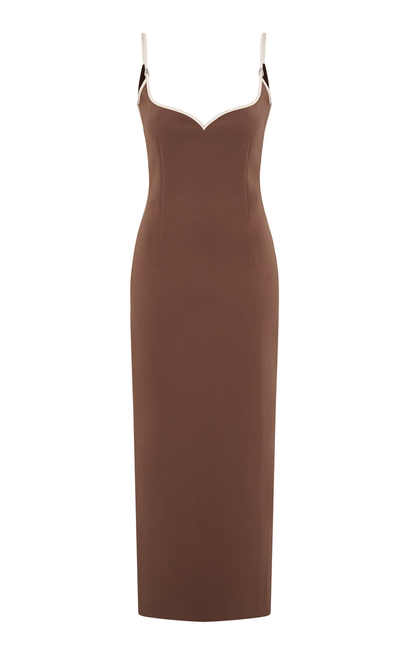 Sweetheart Neck Dress brown 1