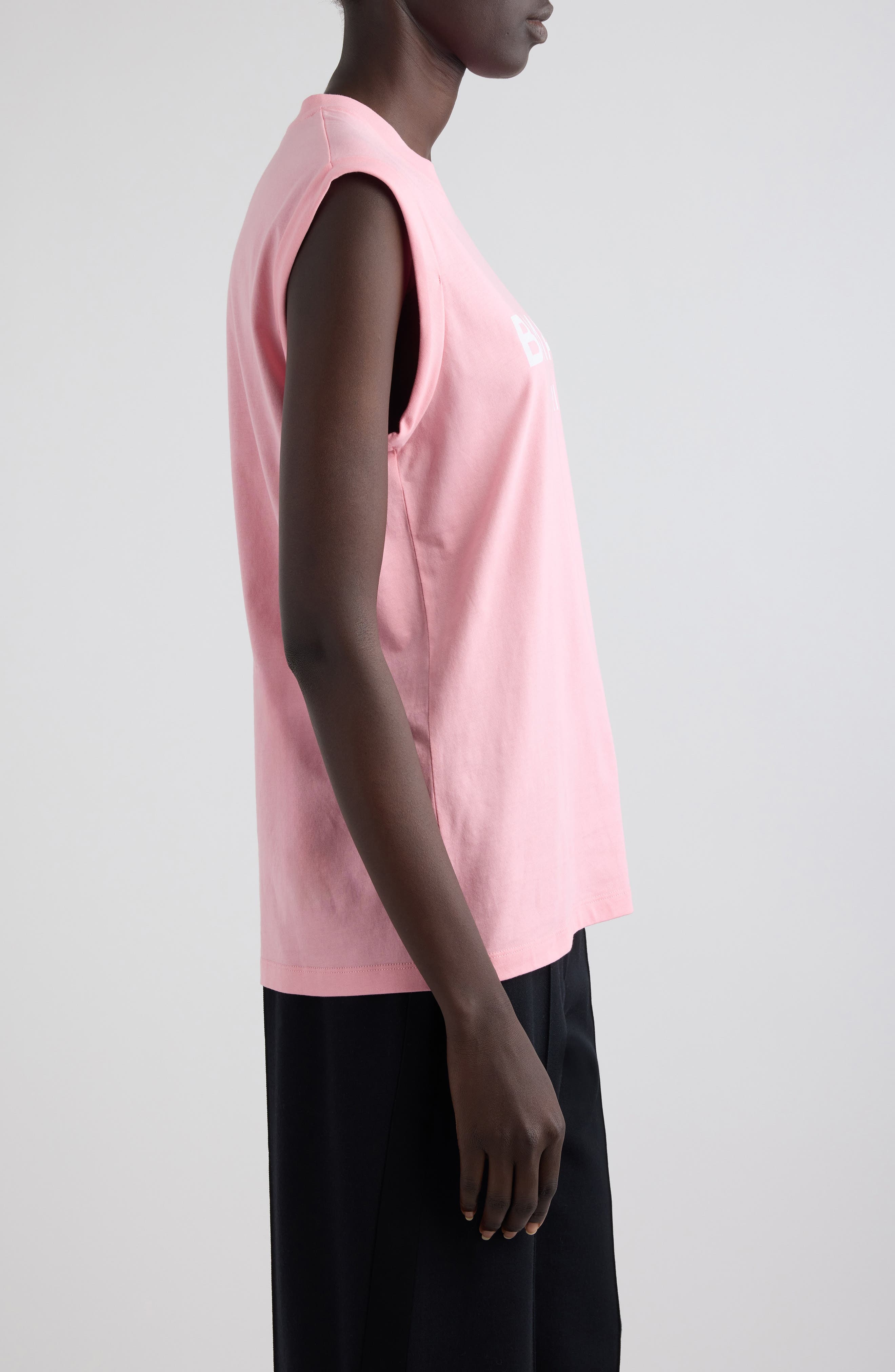 Balmain Cotton Logo Graphic Tank in Ola Pink/White at Nordstrom - 3