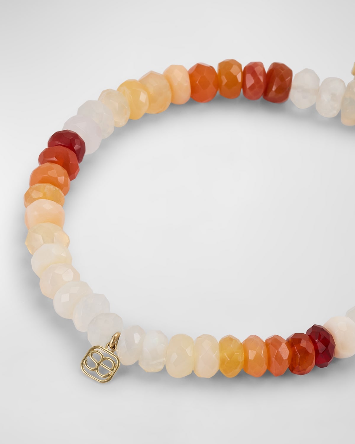 14K Gold Charm and Fire Opal Bead Bracelet - 5