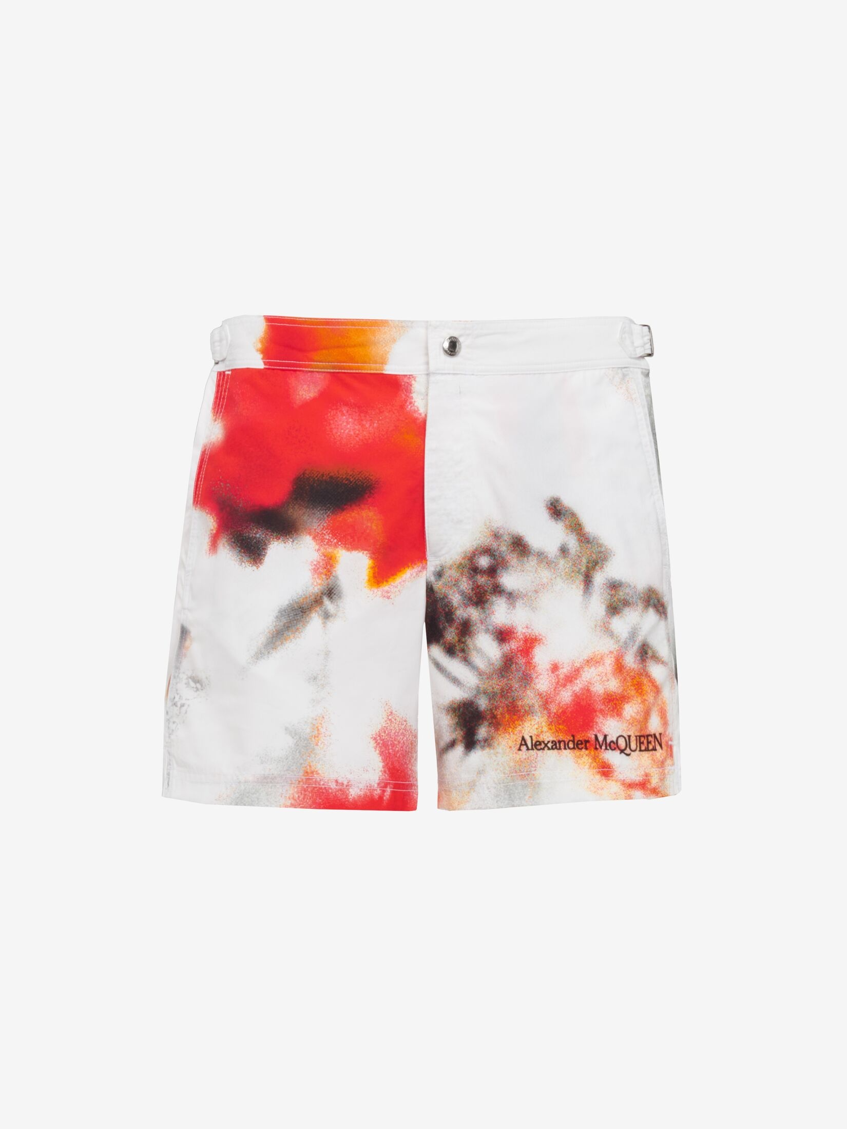 Men's Obscured Flower Swim Shorts in White/red - 1