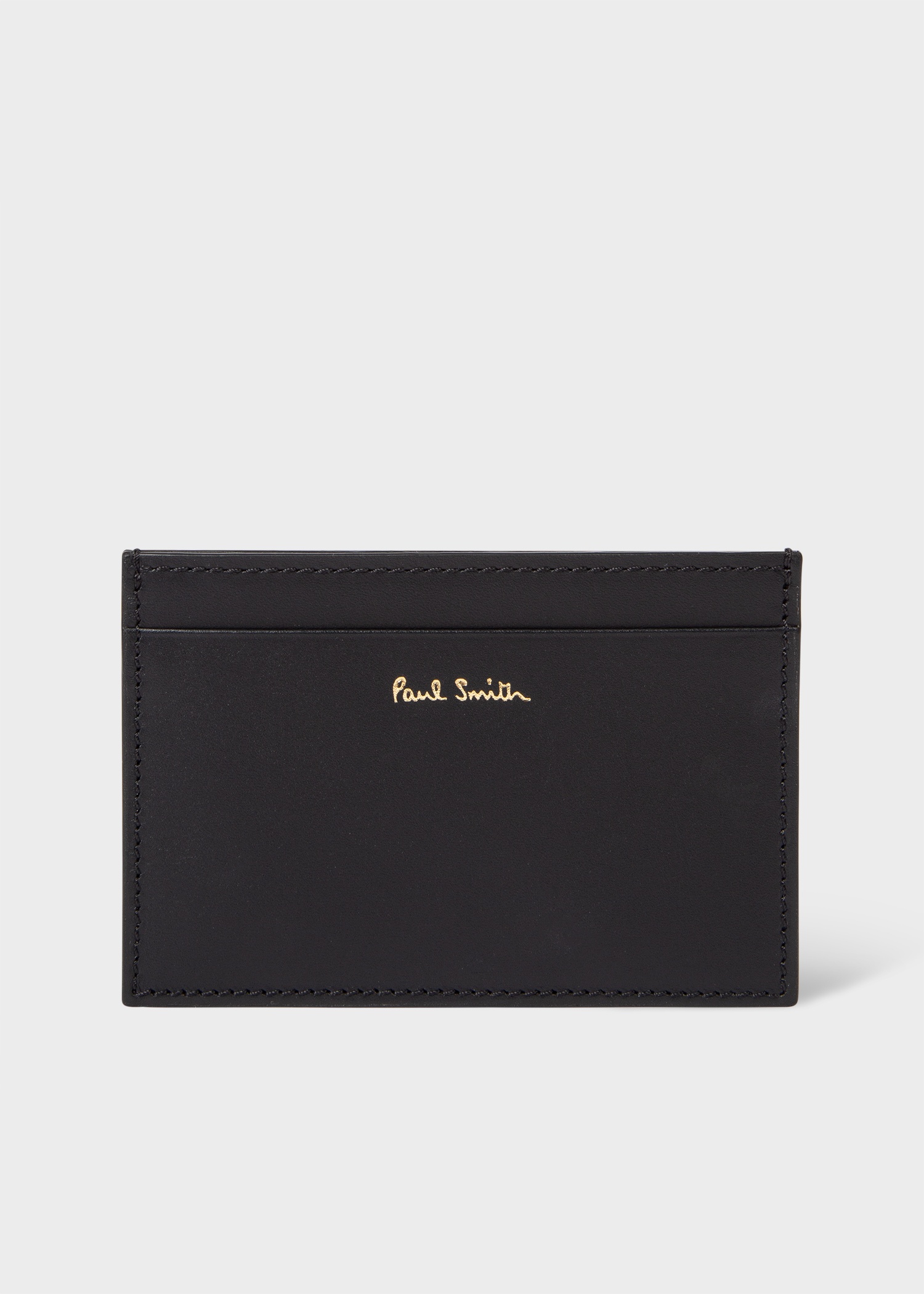 Black 'Signature Stripe' Leather Card Holder - 1