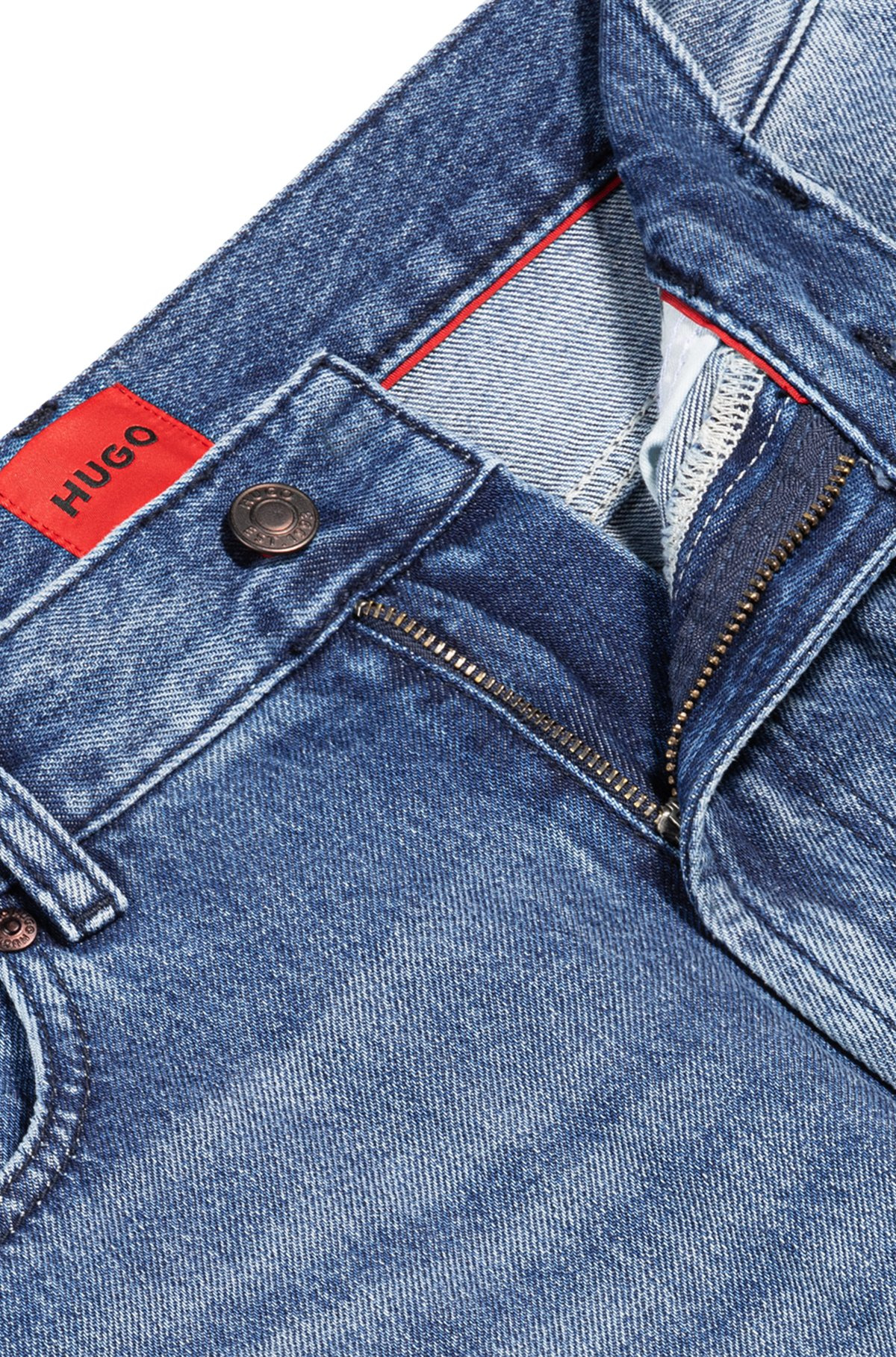 TAPERED-FIT JEANS IN BLUE VINTAGE-WASH DENIM - 6