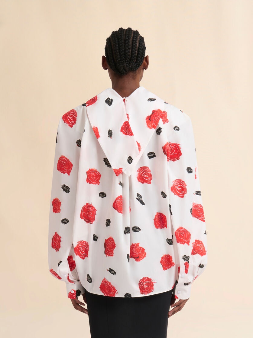 WHITE POPLIN BALLOON TOP WITH IRIS PRINT - 3
