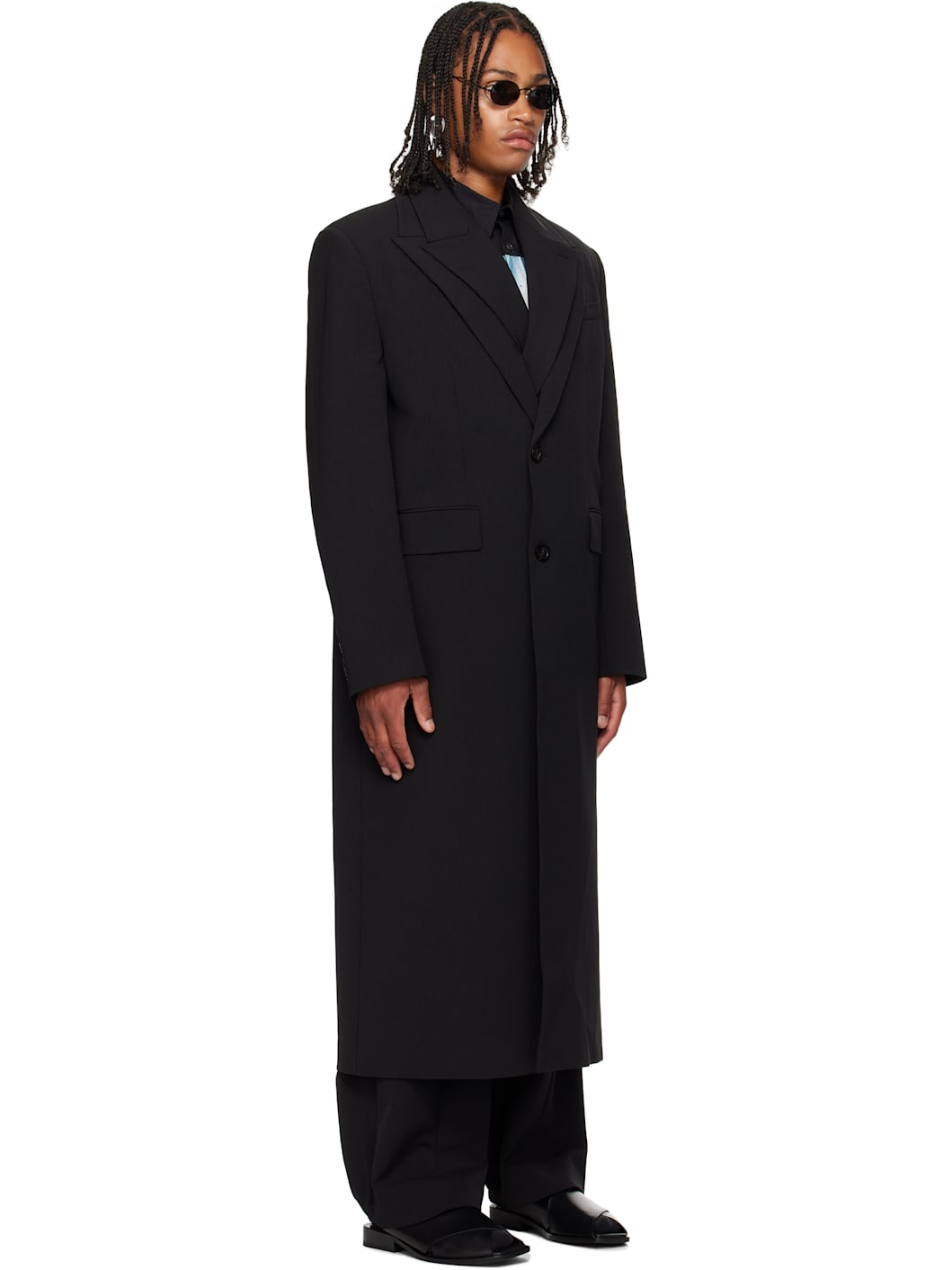 Black Double Layer Coat - 2