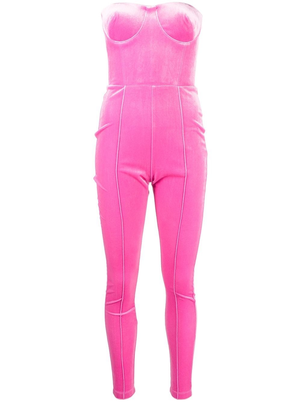 Beckham strapless velvet catsuit - 1