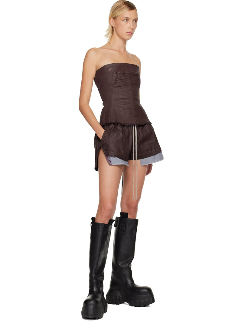 Rick Owens DRKSHDW Burgundy Concordians Fog Boxers Denim Shorts outlook