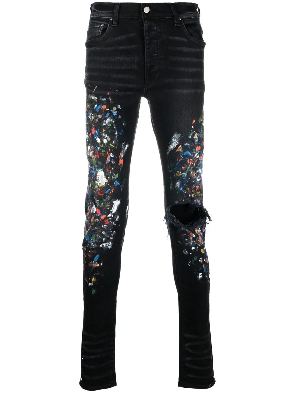 paint print distressed skinny jeans - 1