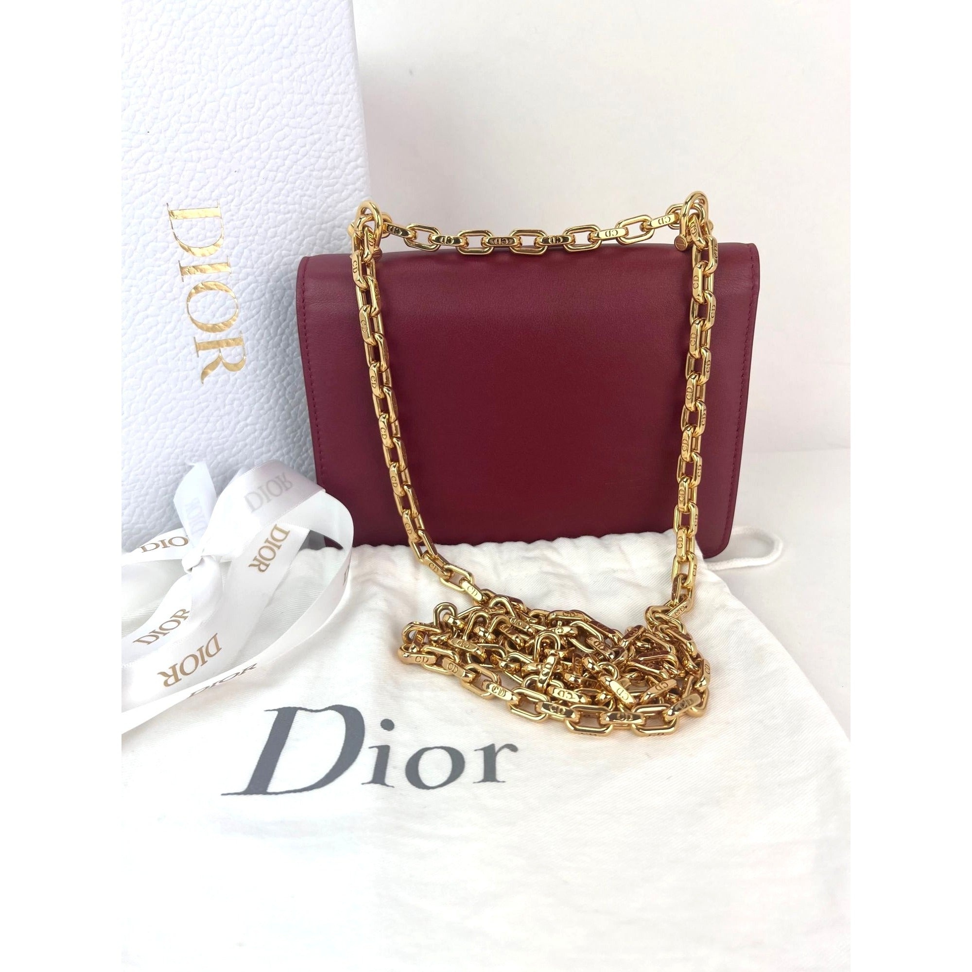 Christian Dior C'est Dior Mini Flap Burgundy Leather Shoulder Bag - 2