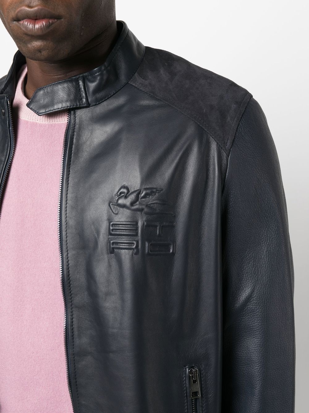 Pegaso box-logo leather jacket - 5