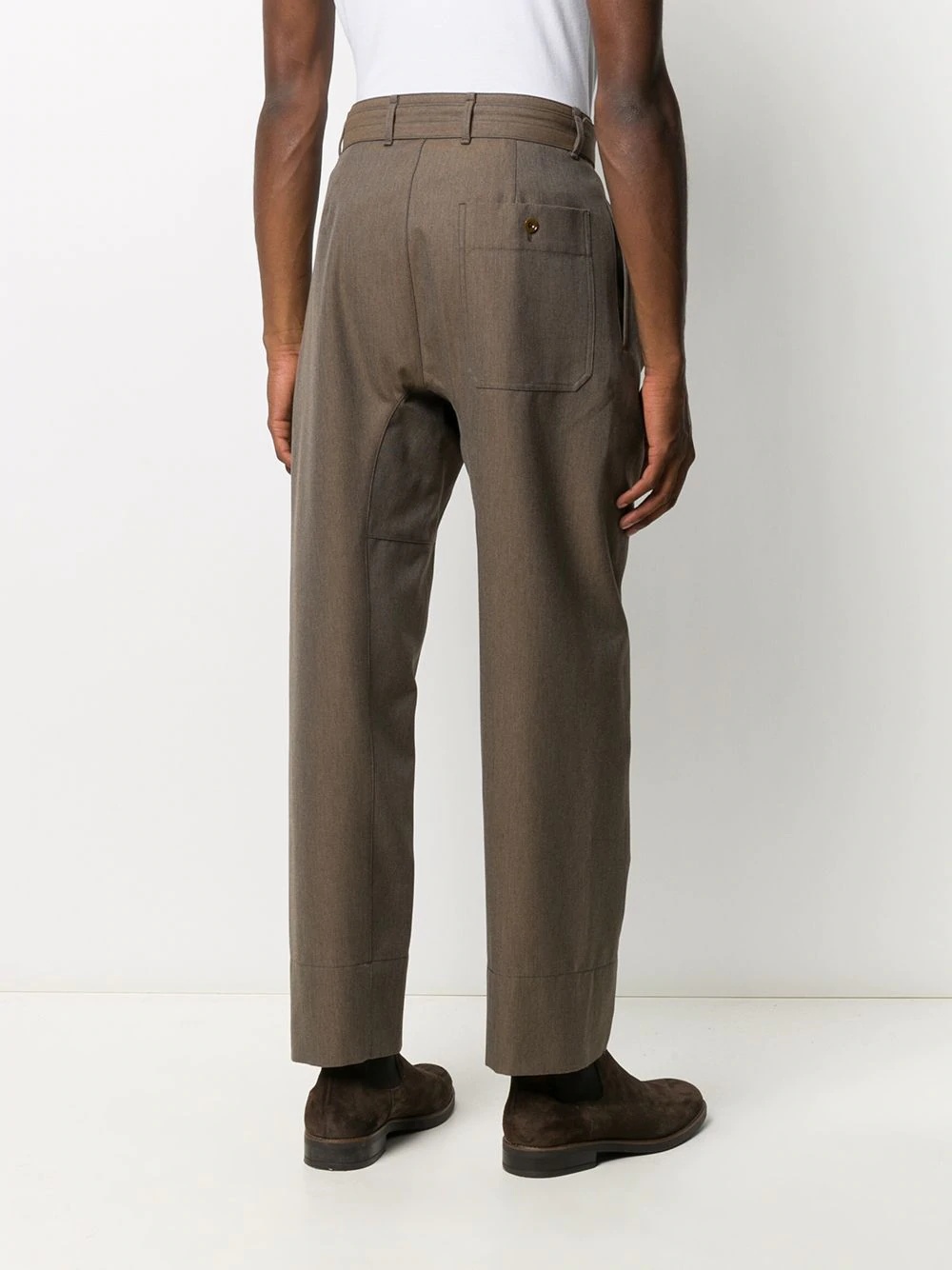 belted pleat-front trousers - 4