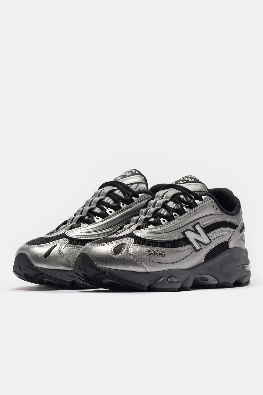 1000 Sneaker in Silver Metallic/Green - 2