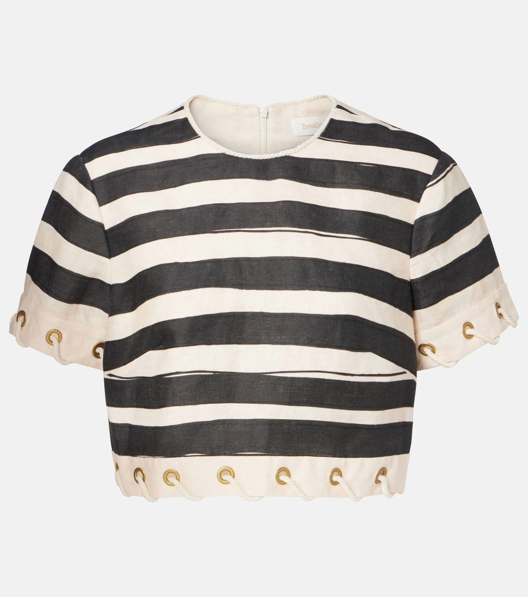Rebellion striped linen crop top - 1