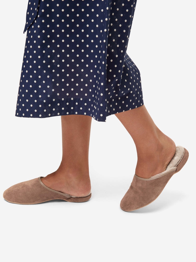 Women's Mule Slippers Imogen Suede Sheepskin Camel - 6