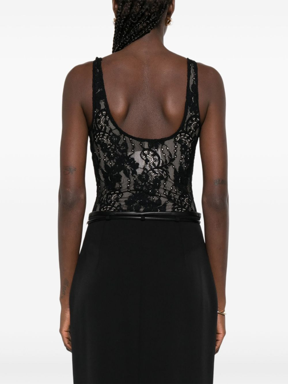 floral-lace bodysuit - 4