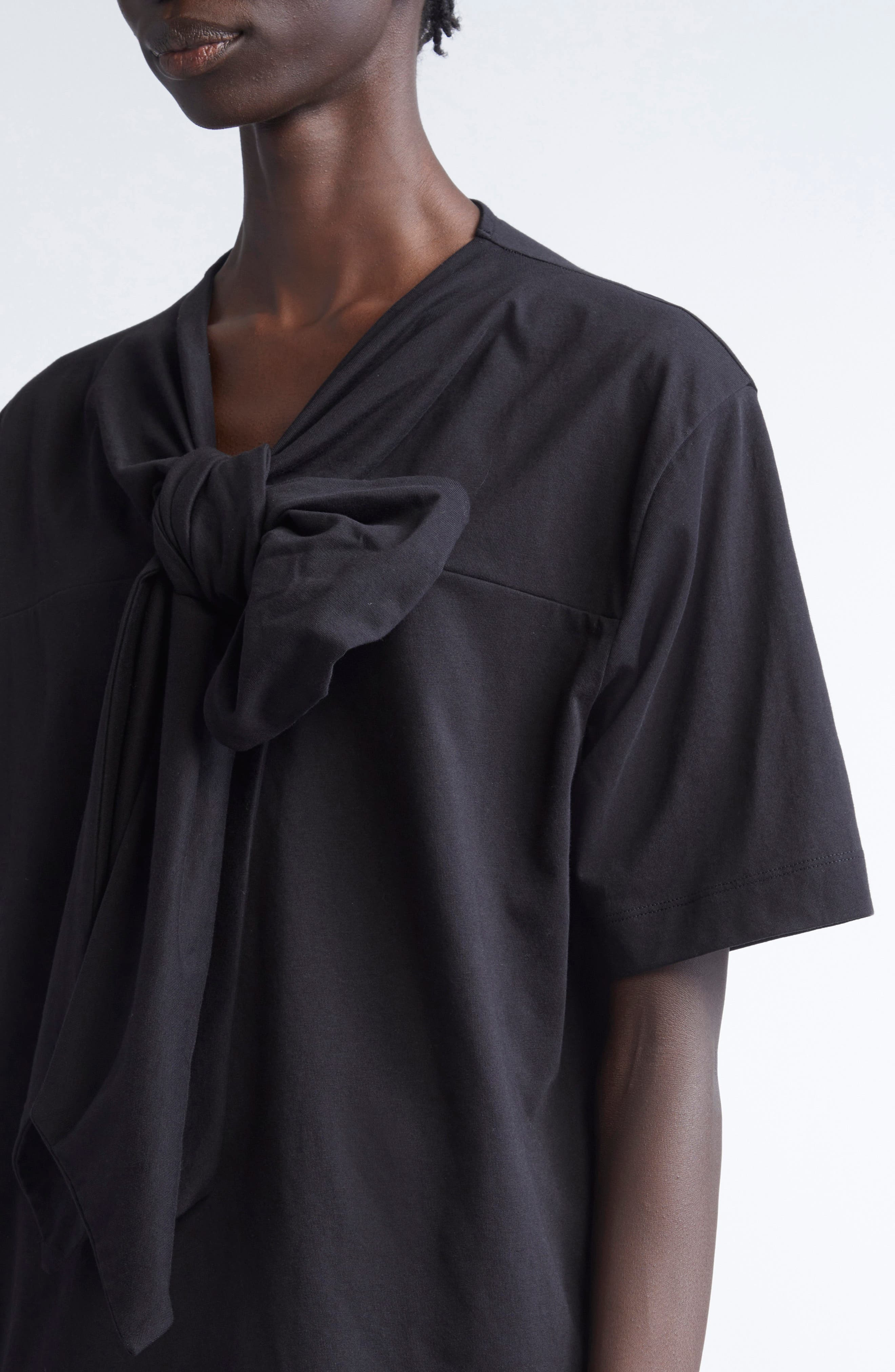 Dries Van Noten Hebitta Bow Neck Short Sleeve T-Shirt in Black at Nordstrom - 5