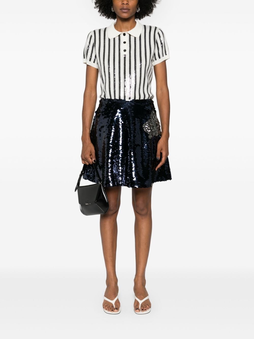 sequin-embellished striped polo jumper - 2