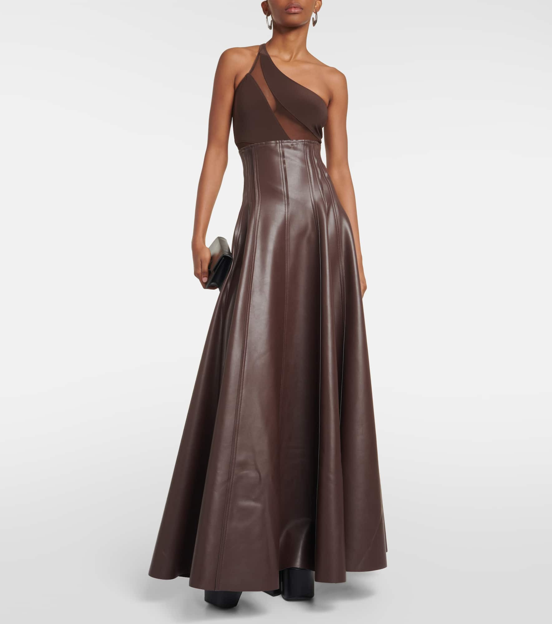 Grace pleated faux leather maxi skirt - 2