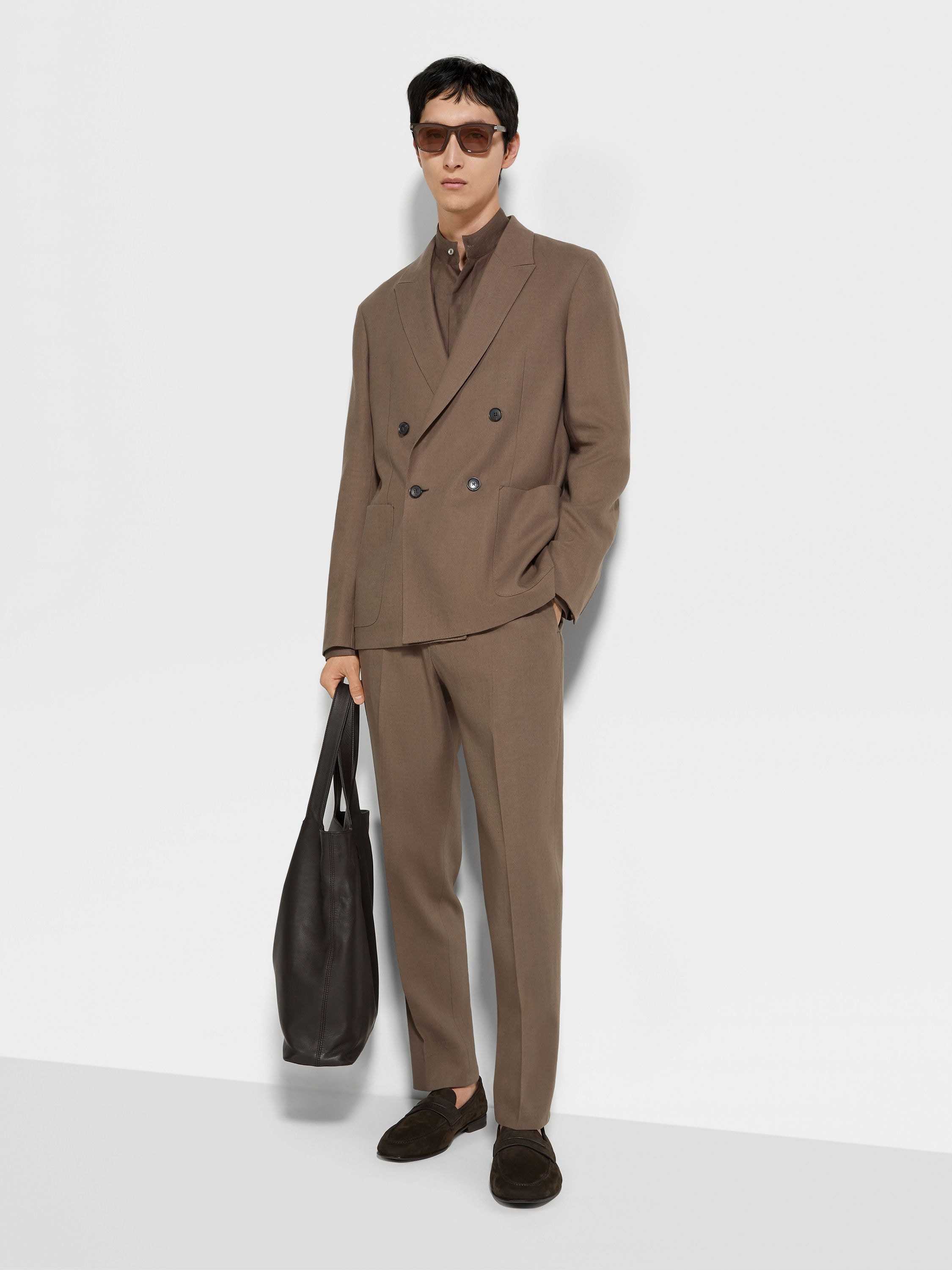 DARK TAUPE OASI LINO PANTS - 3