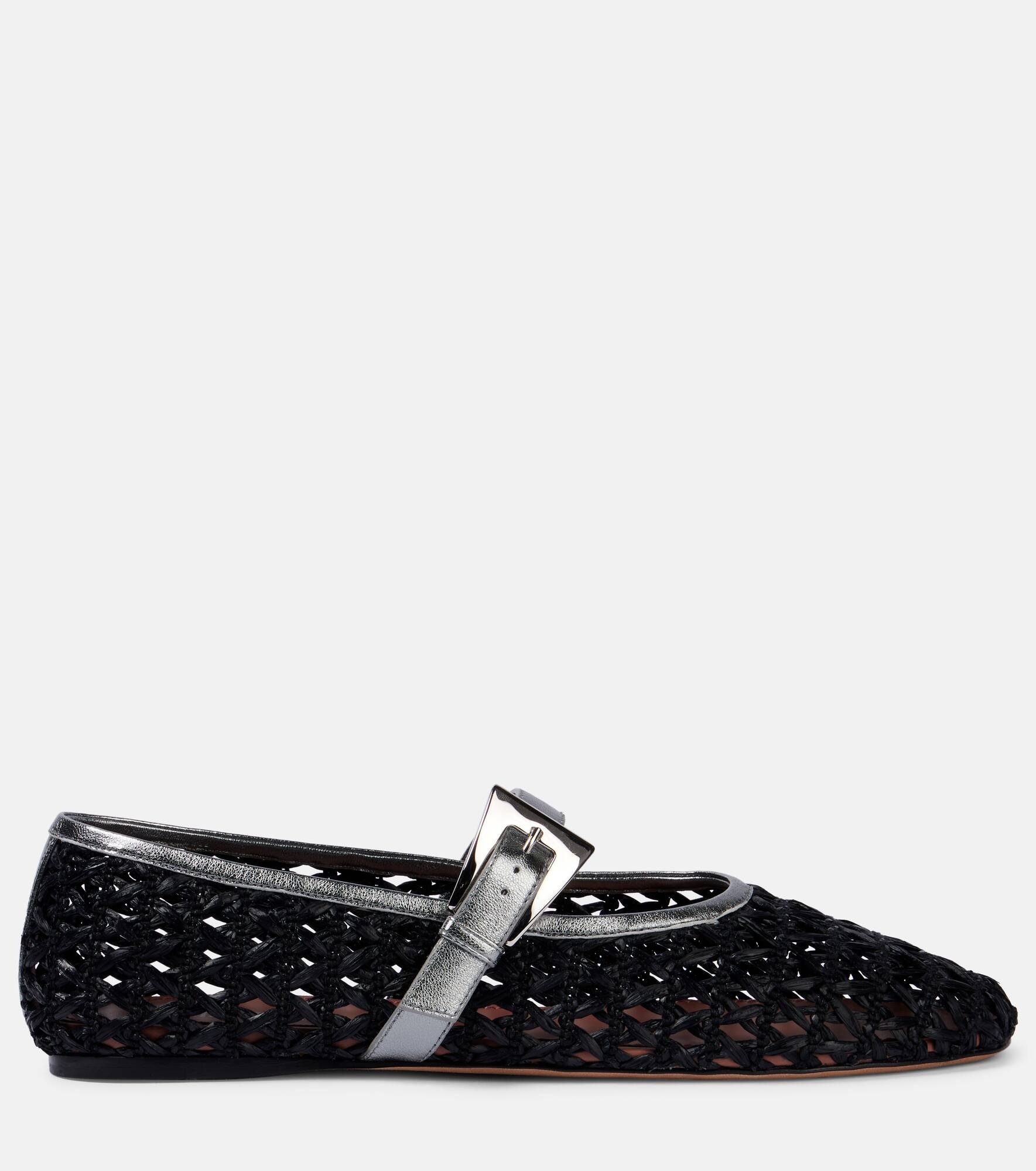 Sveva buckle-detail raffia ballet flats - 4
