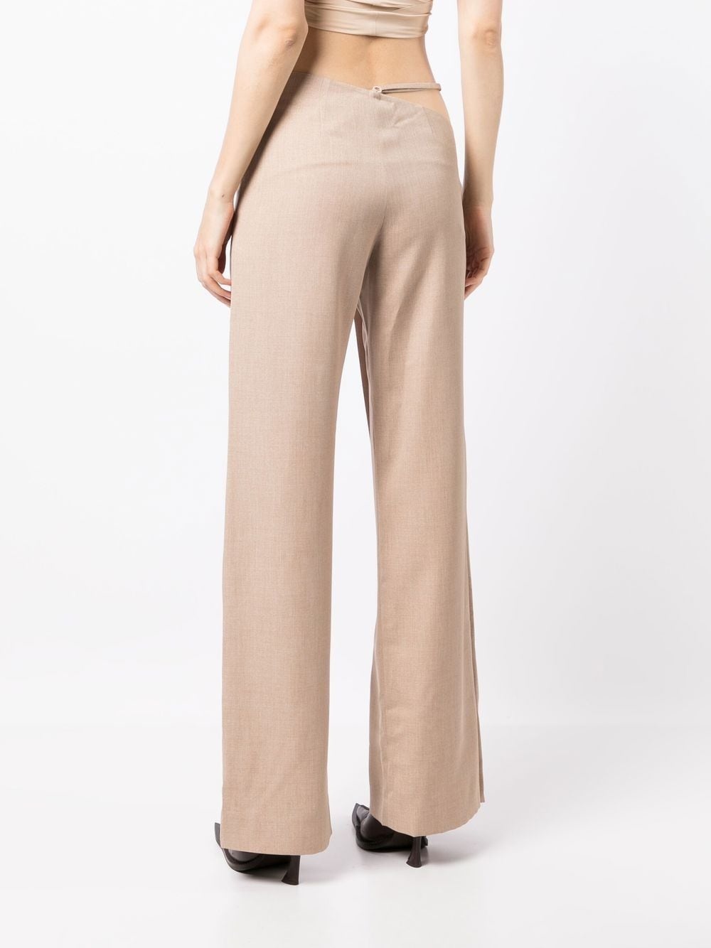asymmetric wide-leg trousers - 4