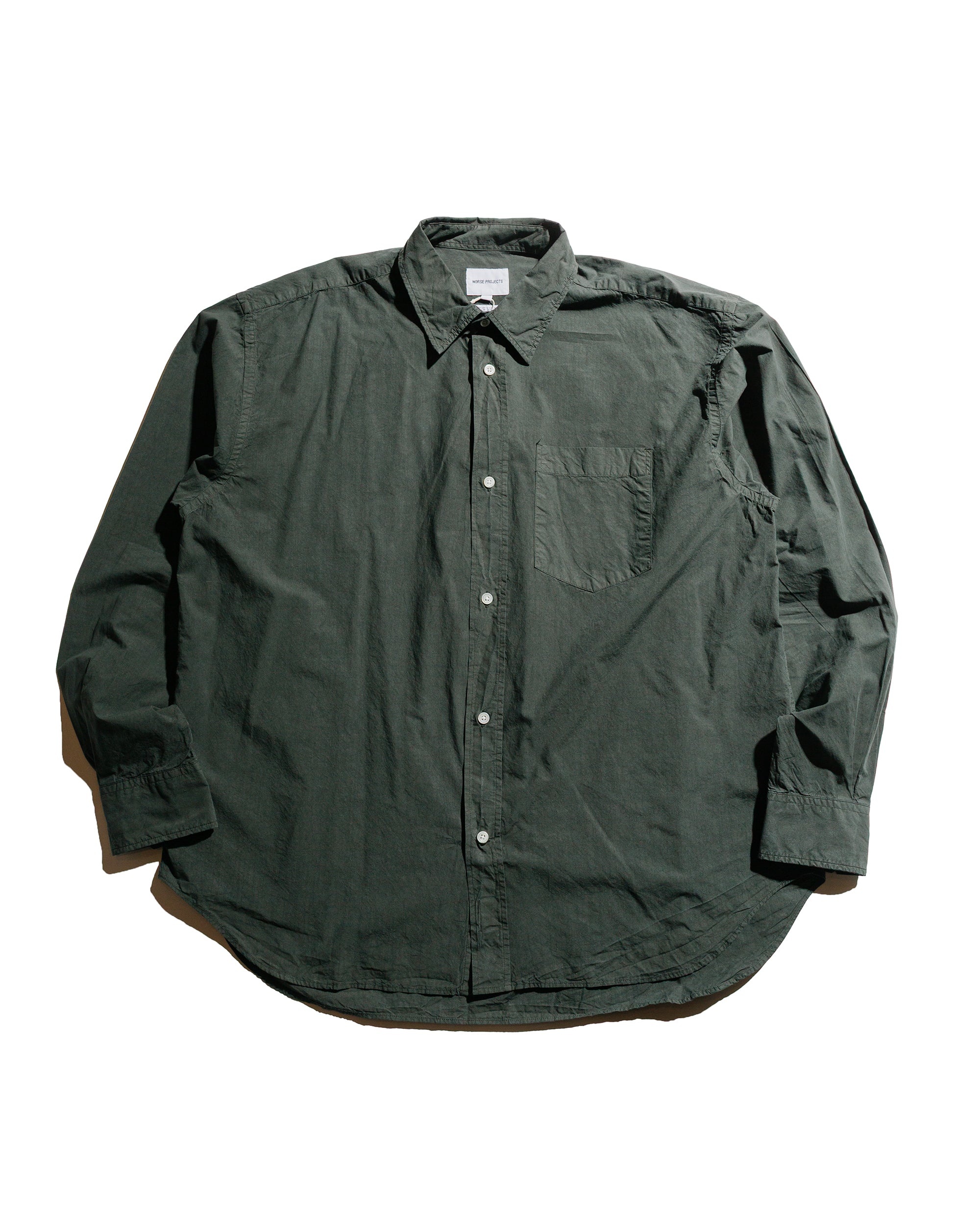 Mo Cotton Tencel Shirt Black Olive - 1