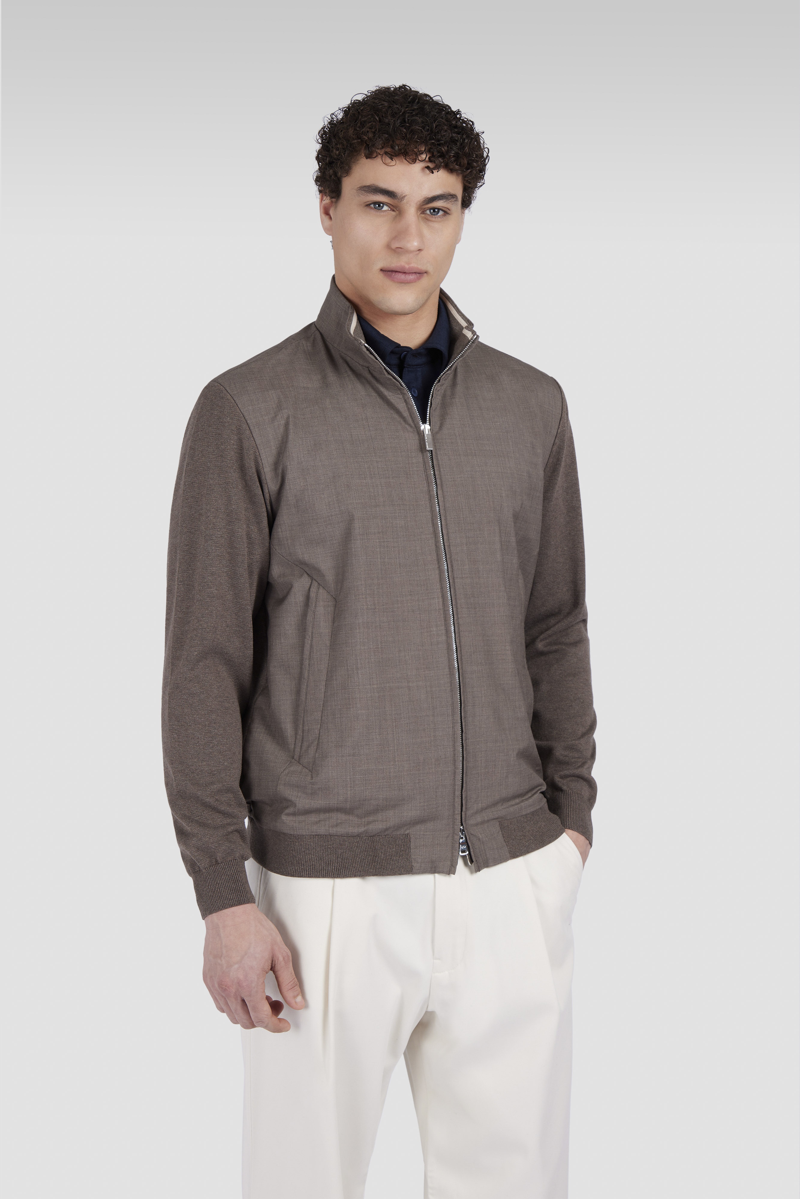 ZIPPED SWEATER IN WOOL AND SILK AND COTTON AND SILK - 8