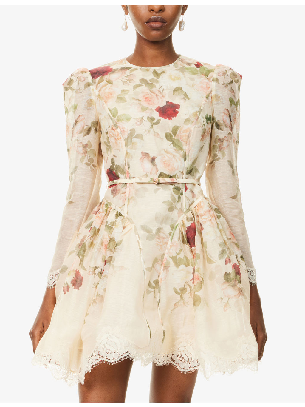 Hypnotic Lace Linen And Silk Mini Dress - 3