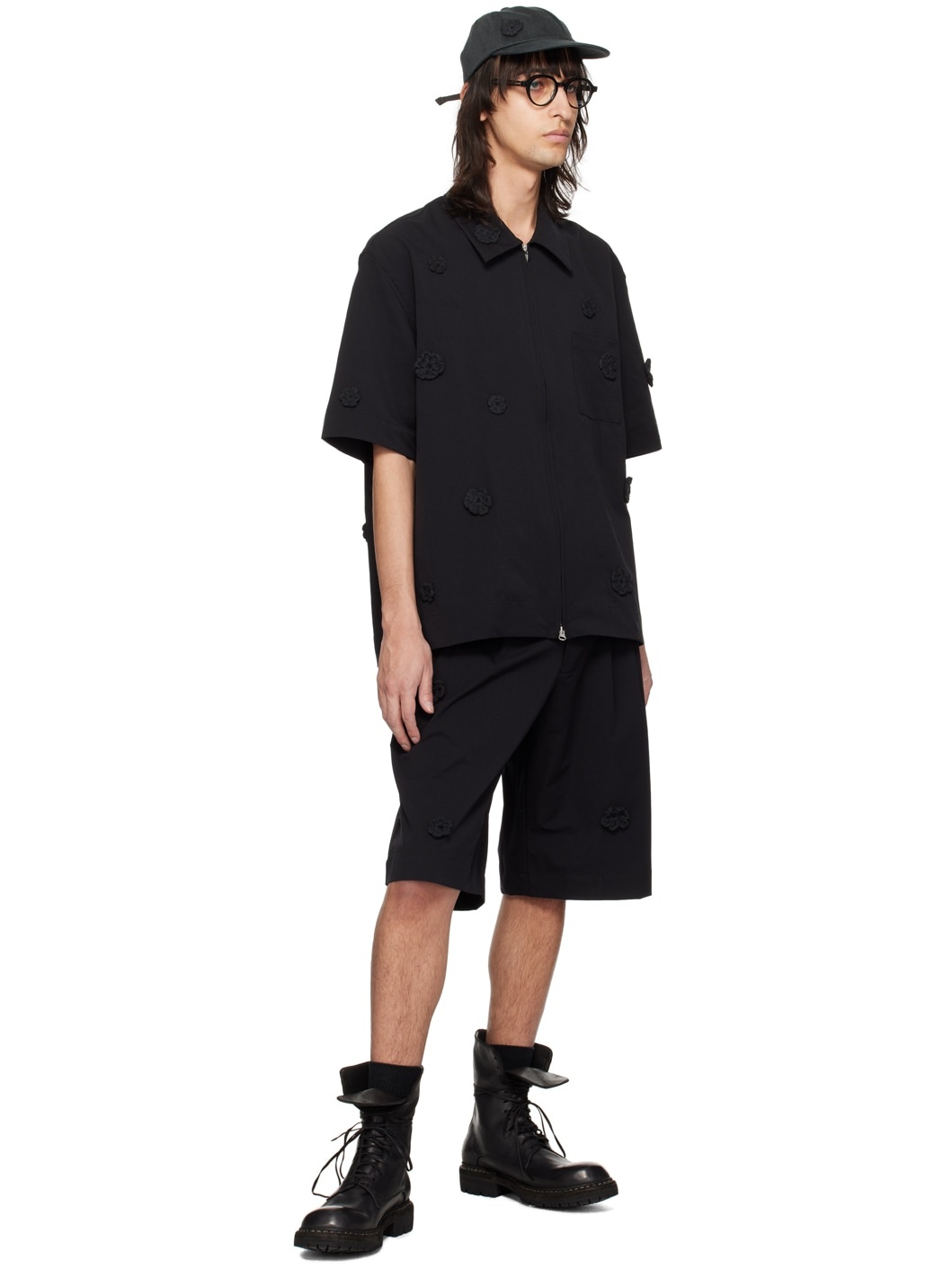 Black Appliqué Shorts - 4