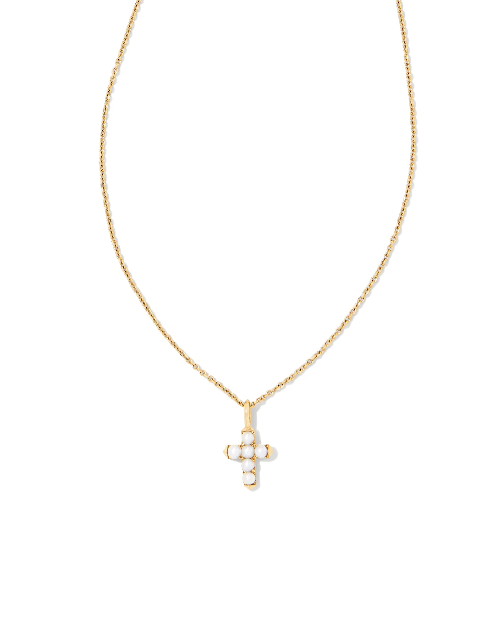 Pearl 14k Yellow Gold Cross Pendant Necklace in Freshwater Cultured Pearl - 1