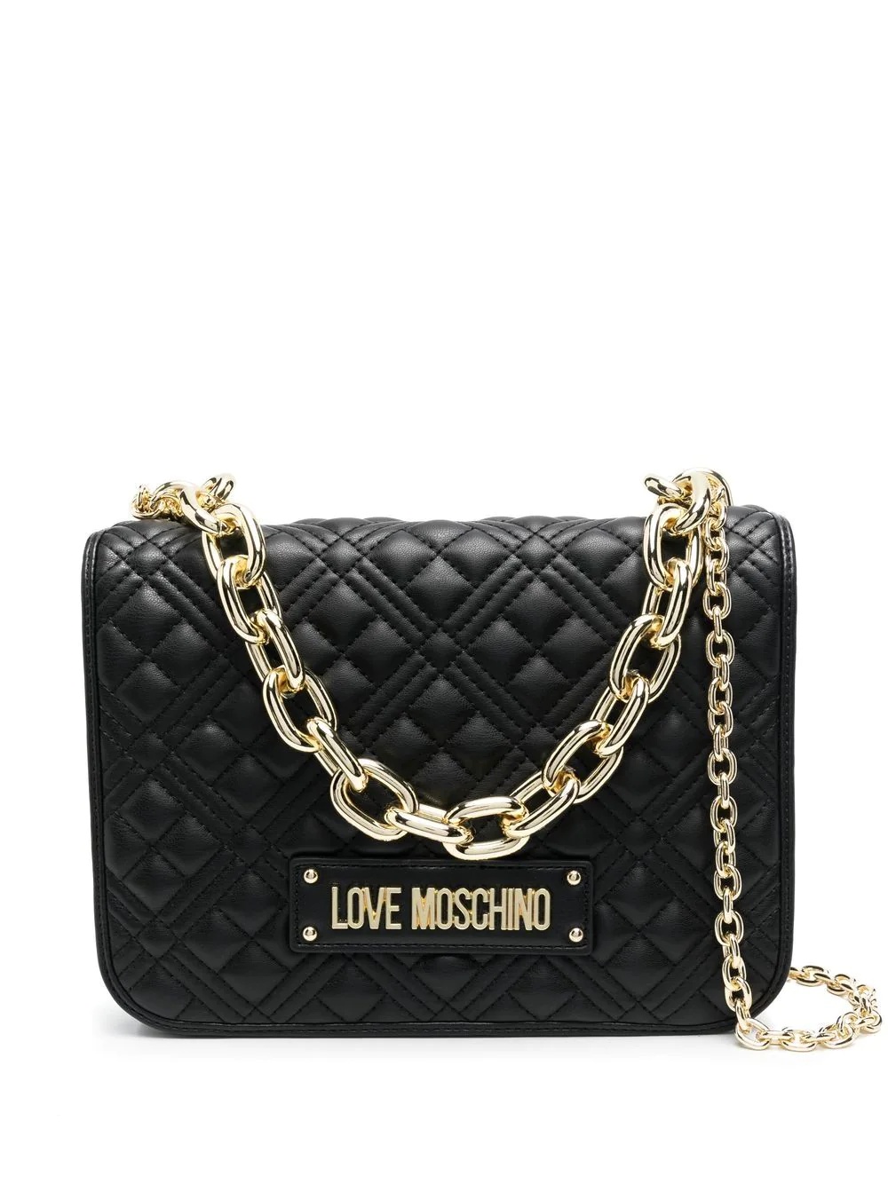 quilted chain-link detail shoulder bag - 1