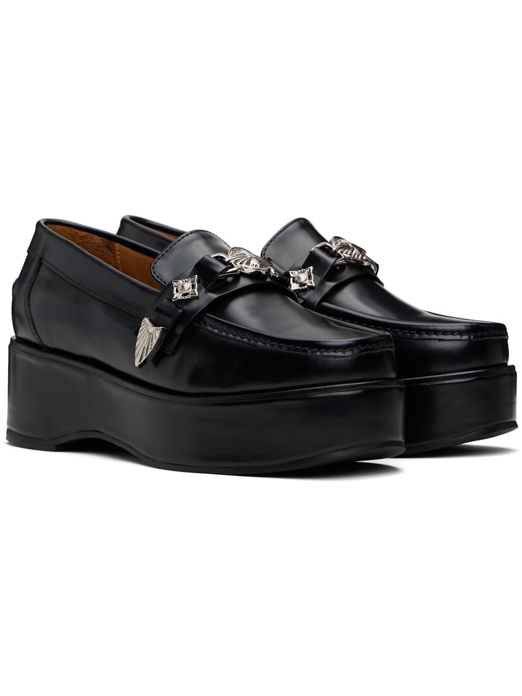 Black Polido Platform Loafers - 4