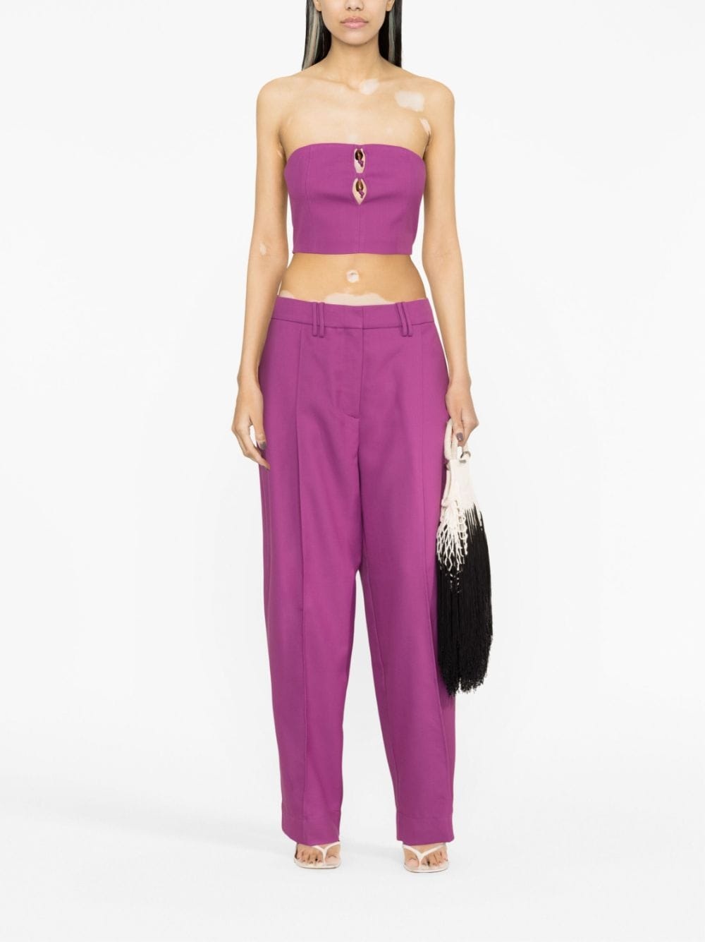 pleated straight-leg trousers - 2