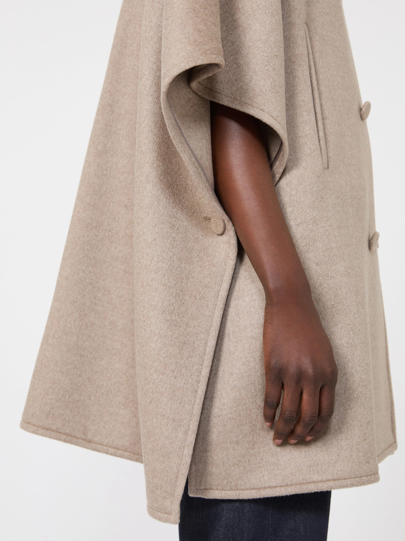 FARAONE Lightweight cashmere broadcloth cape - TAWNY BRONZE BROWN 6