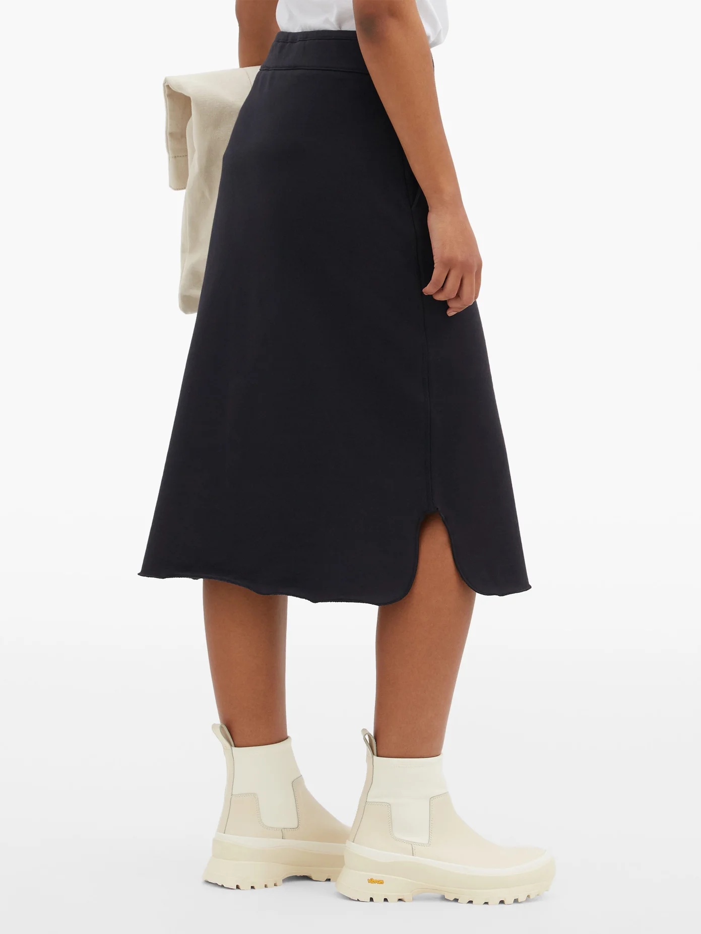 Drawstring organic cotton-jersey midi skirt - 5