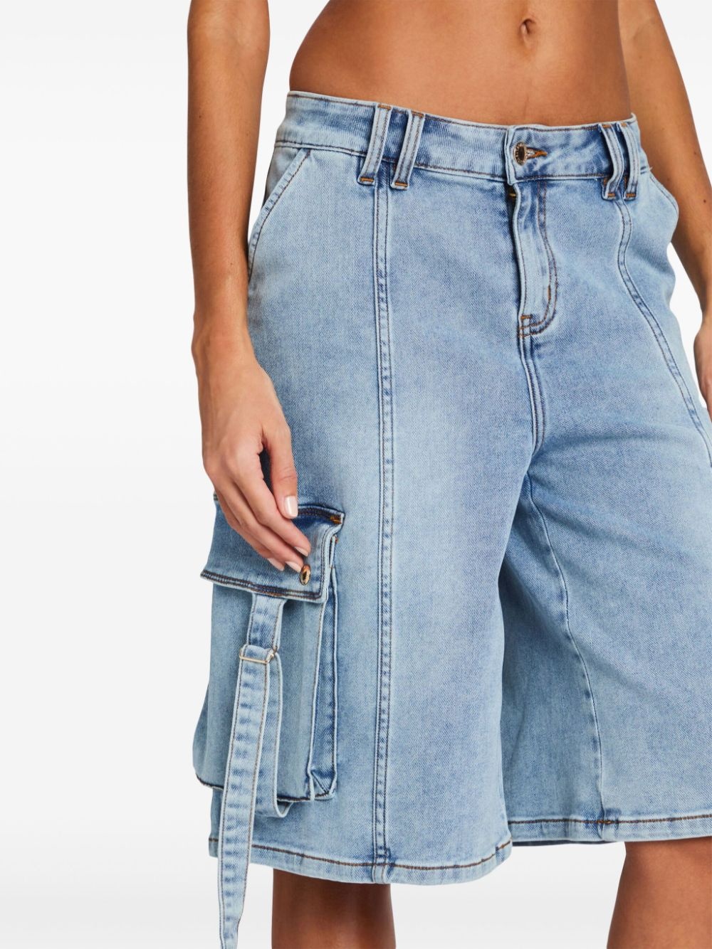 denim cargo shorts - 5