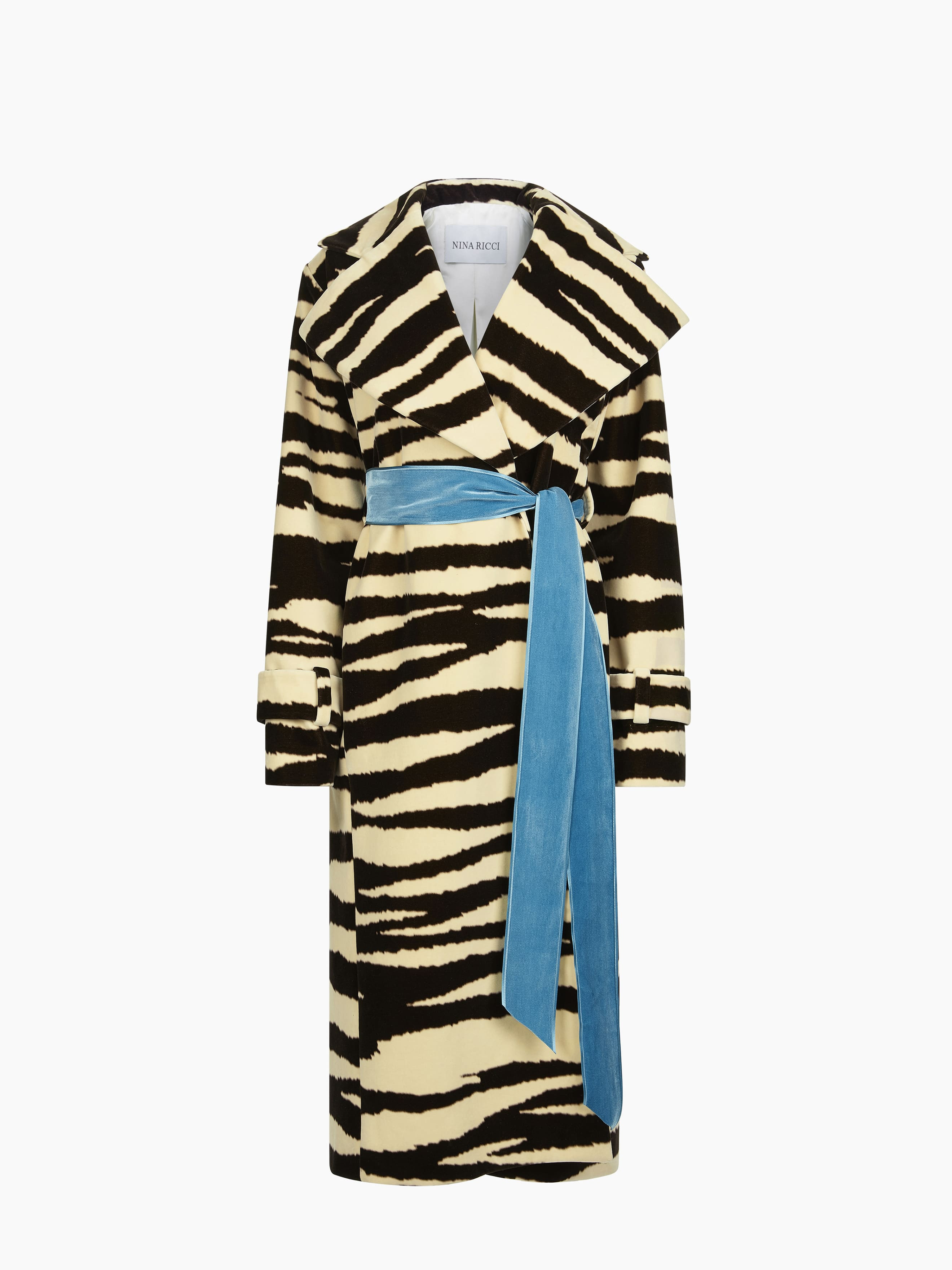 Long Zebra-Print Velvet Robe Coat - 10