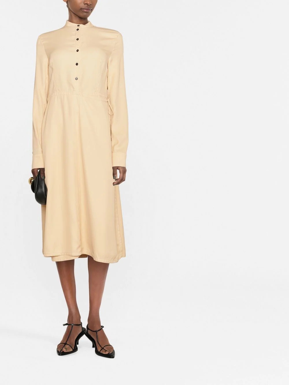 collarless long-sleeve midi dress - 2