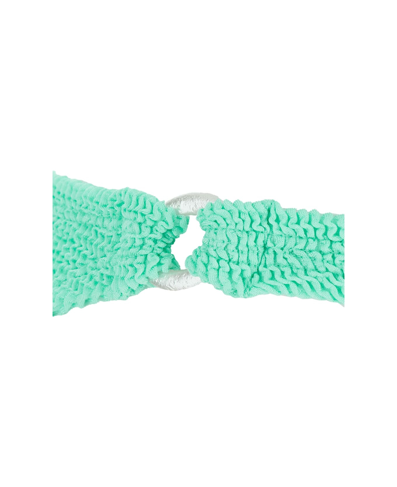 'misty' Green Bikini With Fixed Spaghetti Straps And Cut-out With Ring In Tech Fabric Stretch Woman - 3