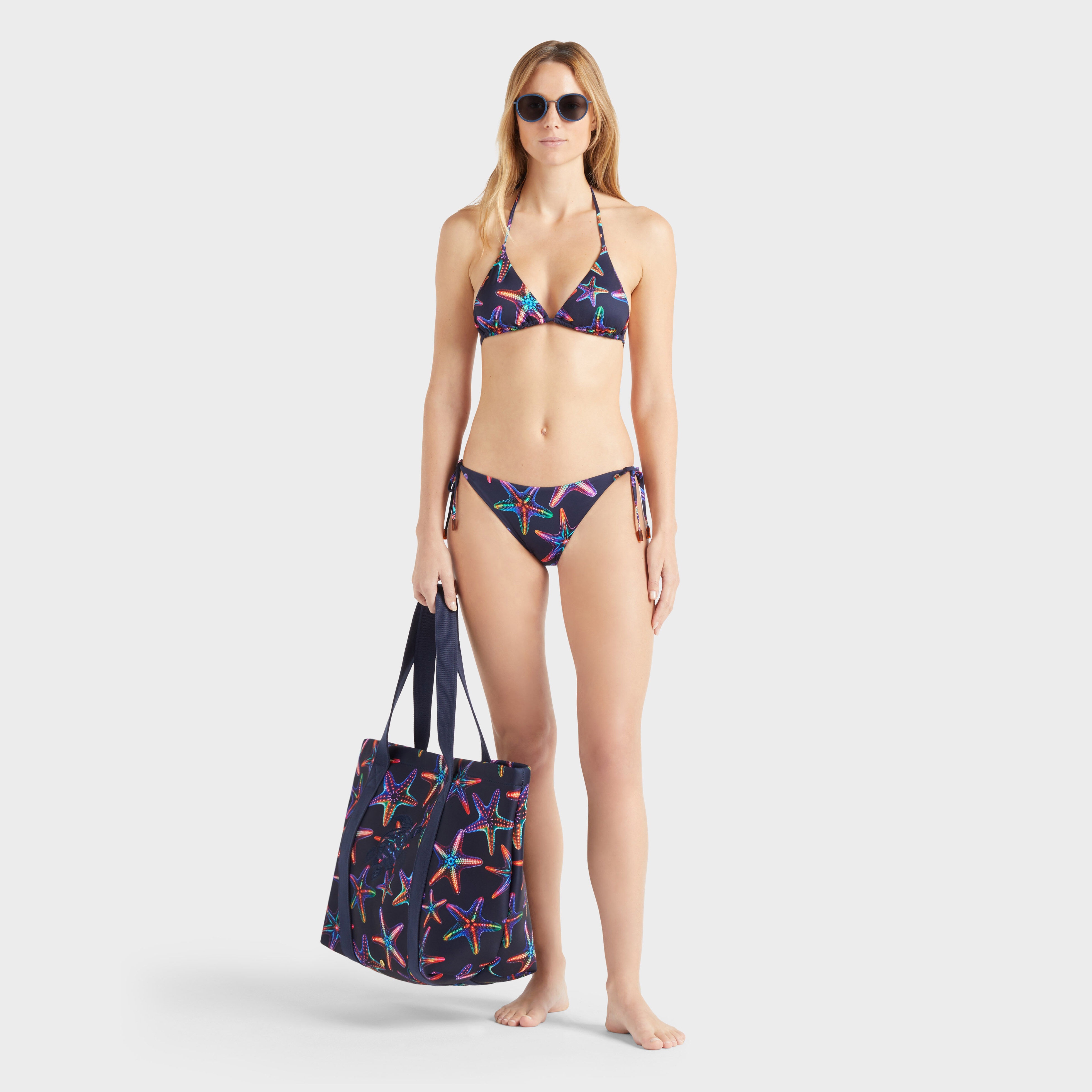 Women Side Tie Bikini Bottom Disco Stars - 5