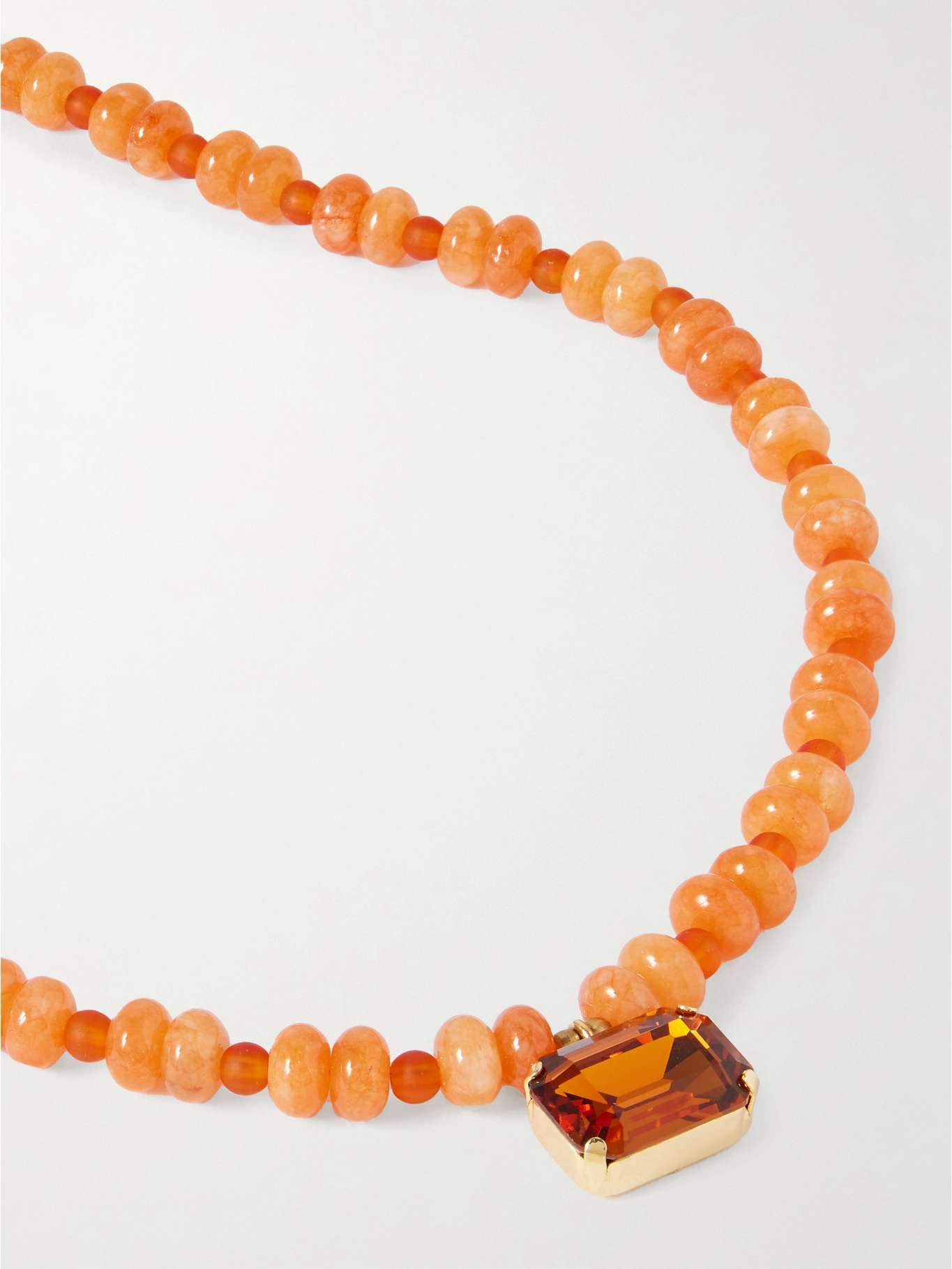 Salerno gold-plated, carnelian and crystal necklace Red - 4