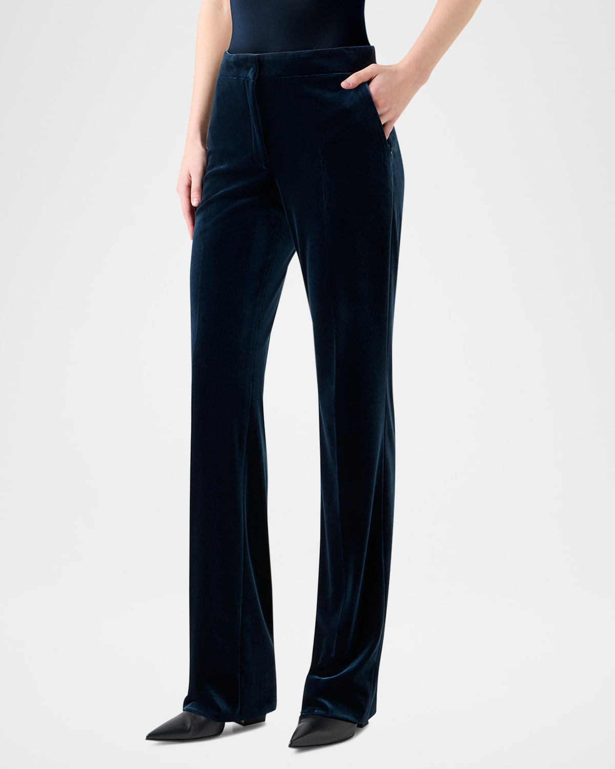 Carl Techno Velvet Stretch Straight-Leg Pants - 4