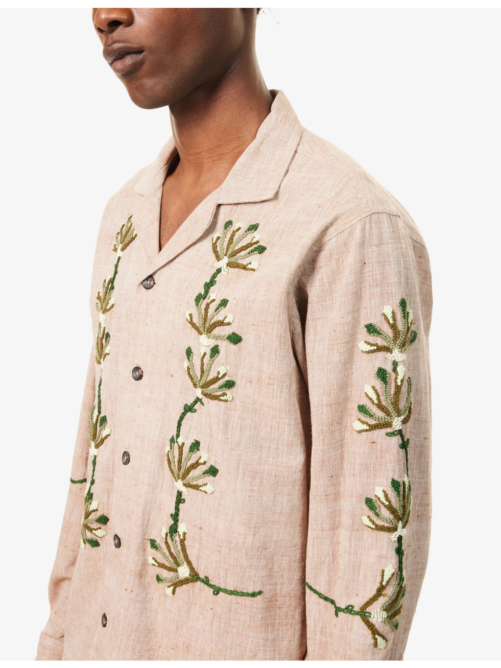 Embroidered-Motif Notched-Collar Cotton Shirt - 5