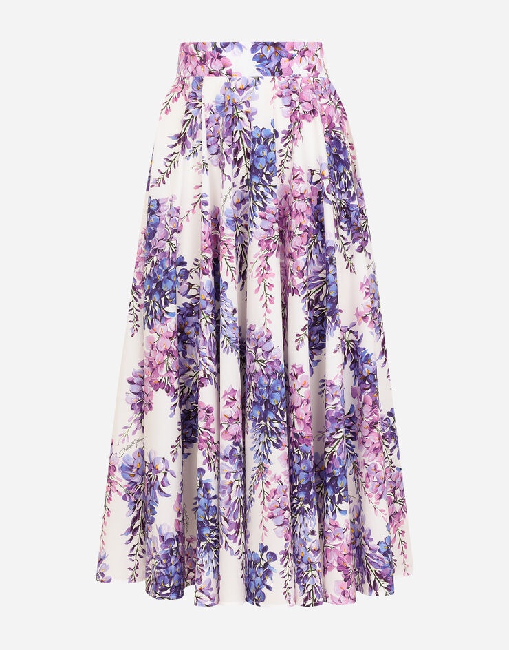 Wisteria-print poplin midi skirt - 3