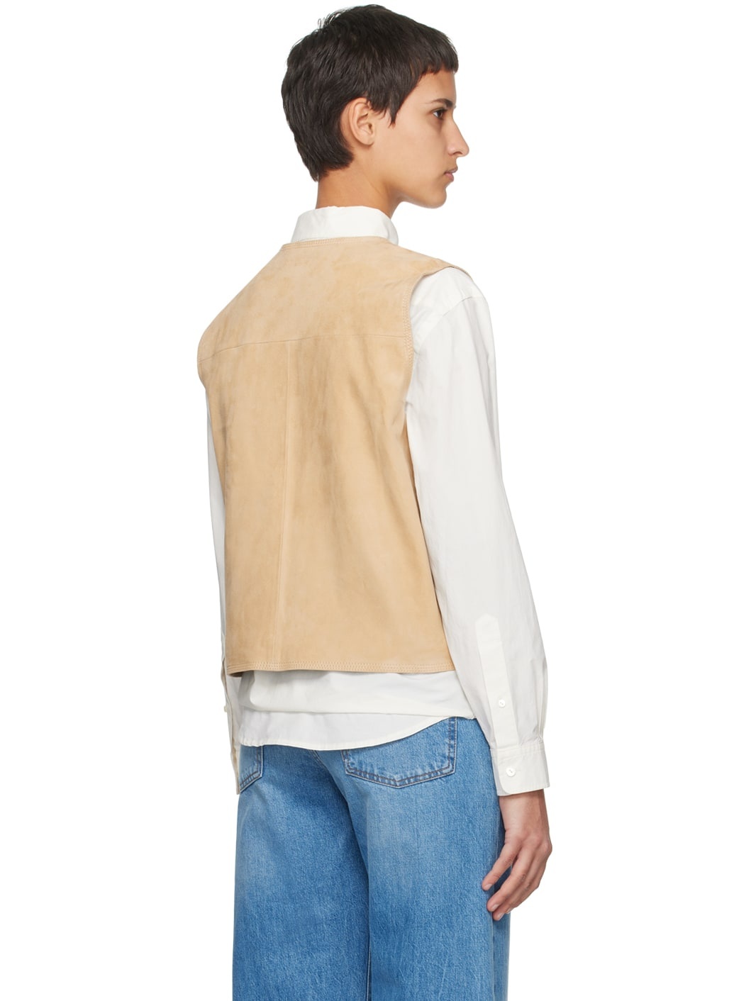 Beige Loi Leather Vest - 3