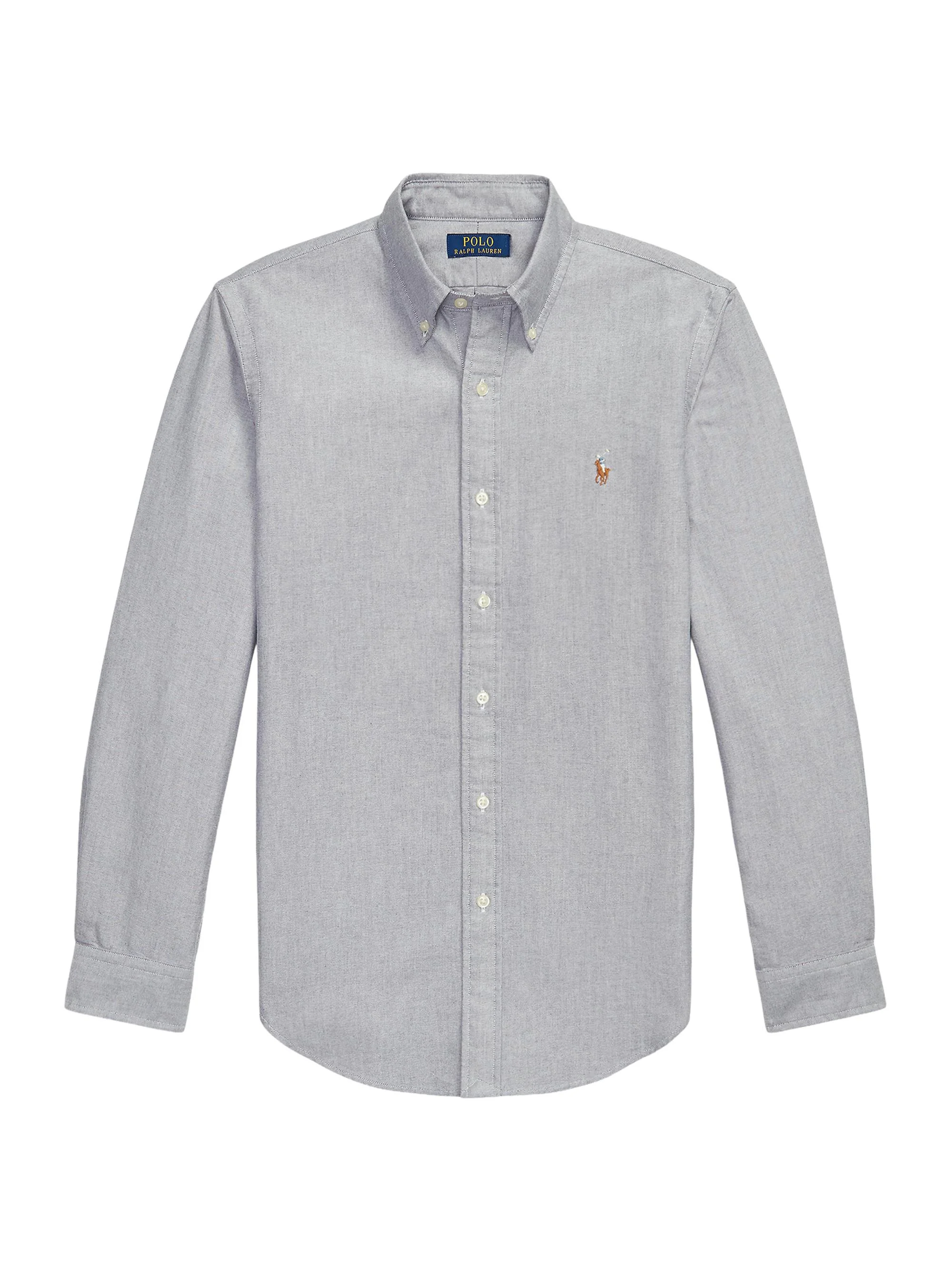 Men's Custom-Fit Gingham Cotton Oxford Shirt - Navy - 1