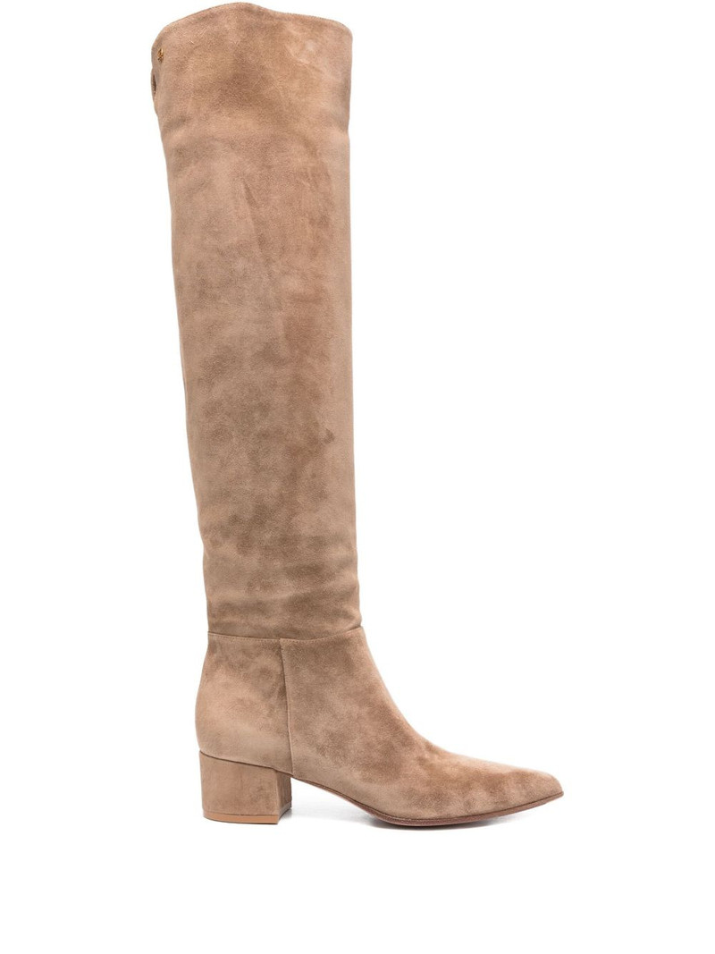 40mm leather pointed-toe knee-high boots 1