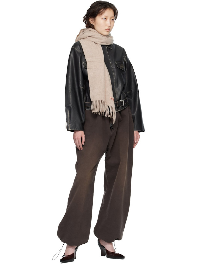 Acne Studios Beige Fringe Wool Narrow Scarf outlook